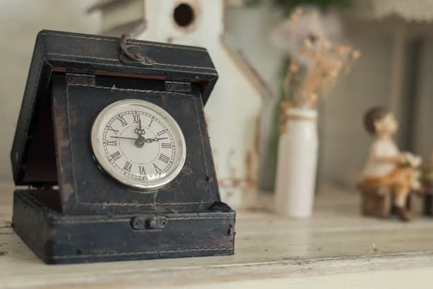 An antique clock standing on a table